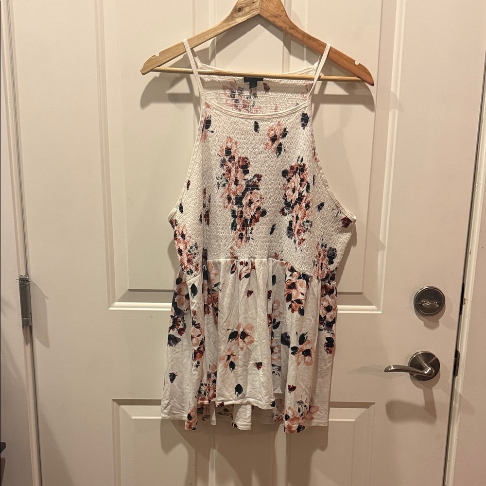 Torrid White Floral Sleeveless Blouse